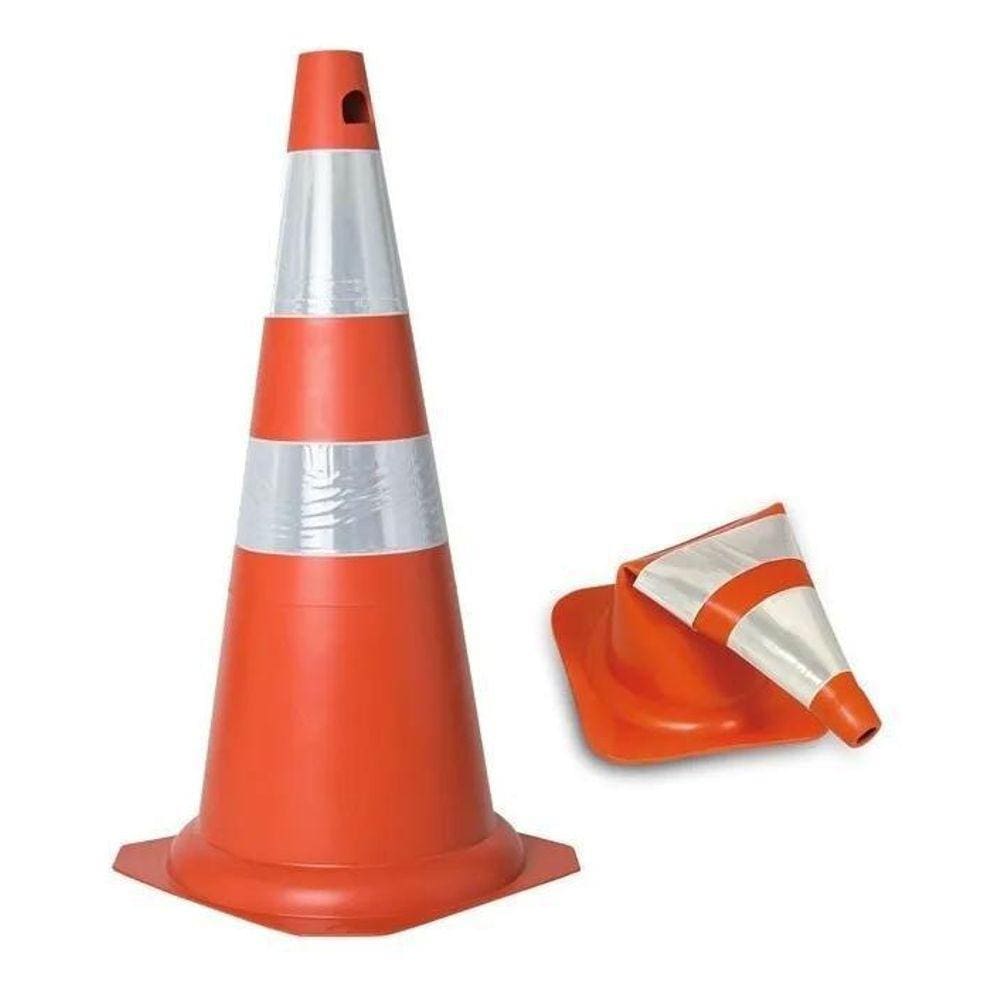 Cone Emborrachado 75cm Laranja/Branco Kteli