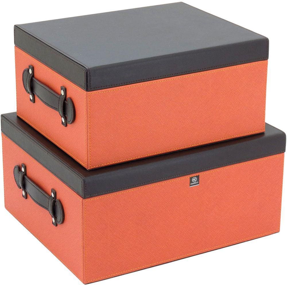 HOME&CO LOLYTTE CAIXA ORGANIZADORA 17x35x29cm SINTÉTICO LARANJA 2PÇ