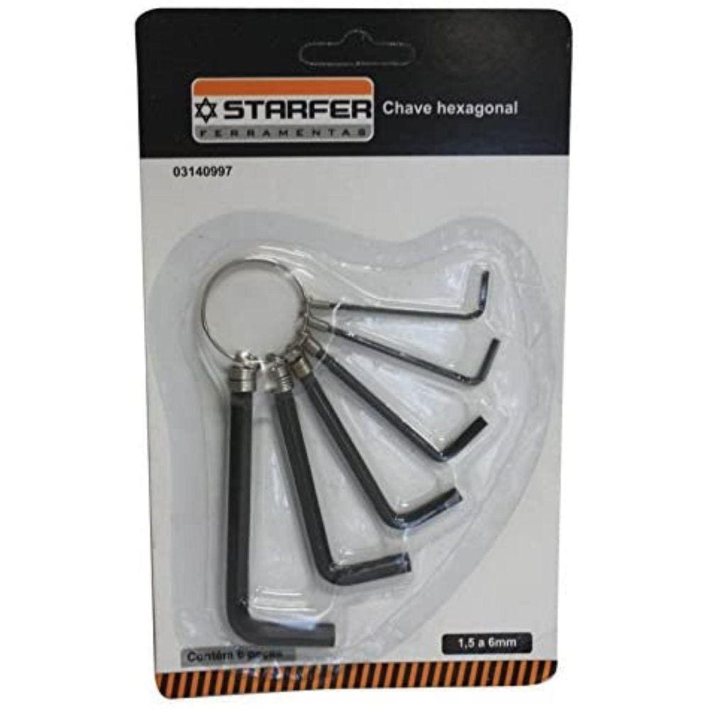 Chave Allen Hexagonal Starfer 1,5 A 6Mm Jogo Com 06 Peças