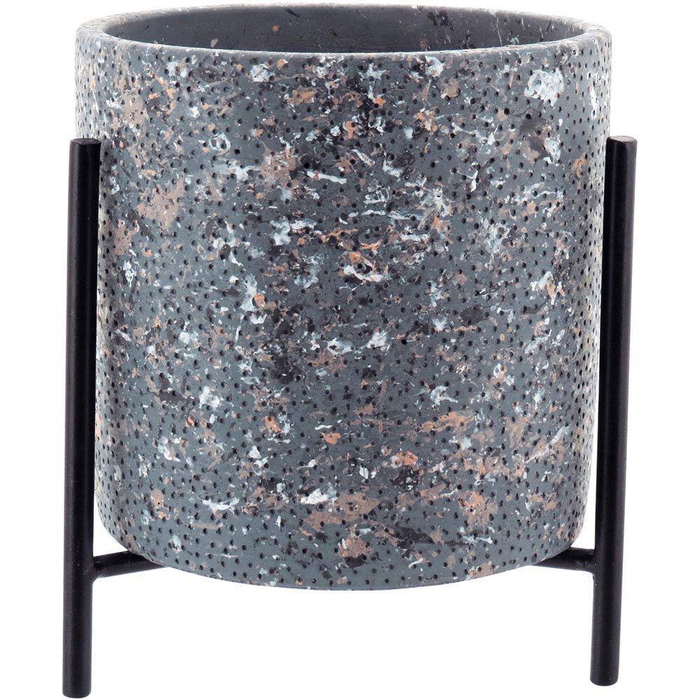 BRUSCO CACHEPÔ 23x13x13cm CIMENTO CINZA COM SUPORTE