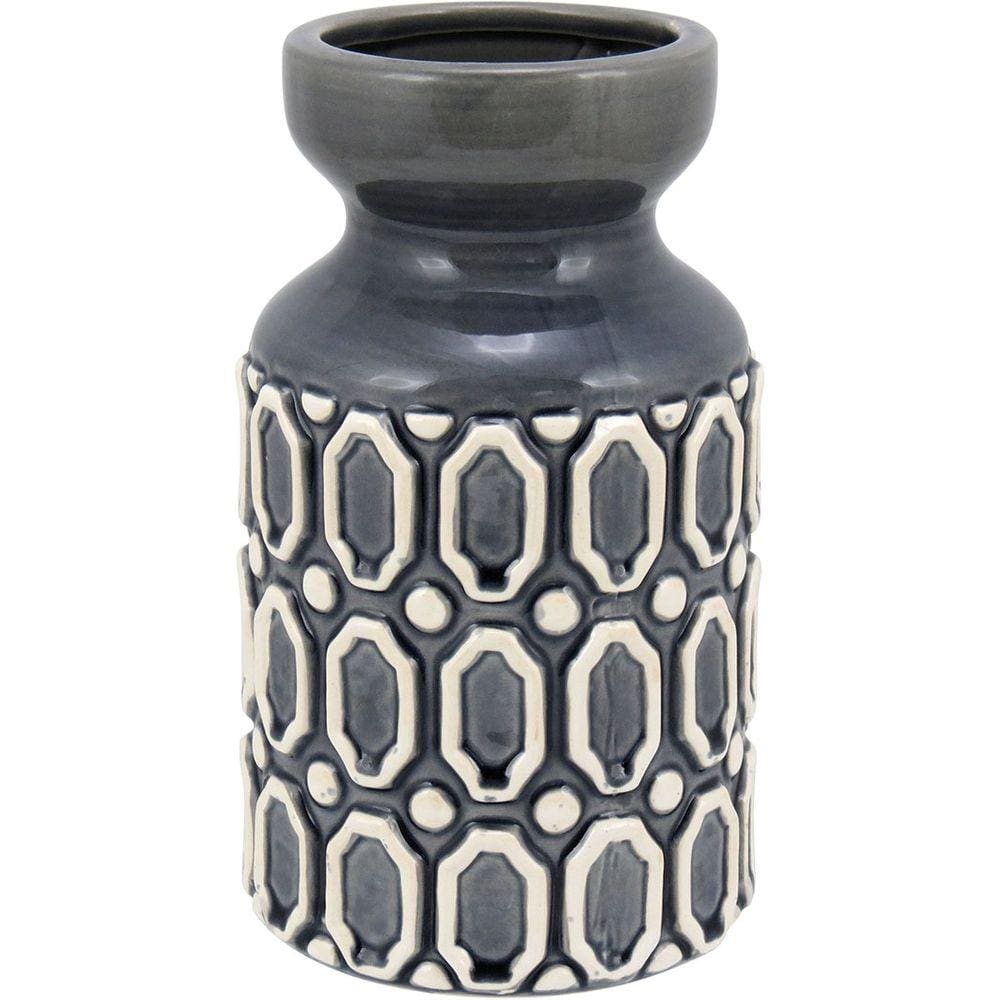 HUE VASO 26x15x15cm CERÂMICA CINZA
