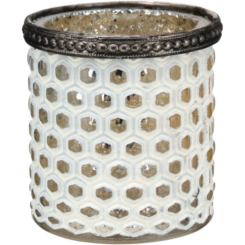 TEMPLE CASTIÇAL 8x7x7cm METAL BRANCO