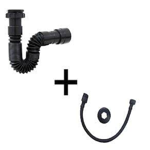 Sifão Sanfonado Preto Universal + Engate Flexível Black 40Cm