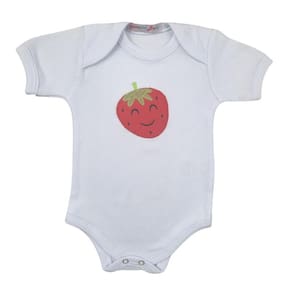Body Manga Curta Bordado Moranguinho Suedine 100% Algodão - Roupa Bebê Menina - Semprebebê