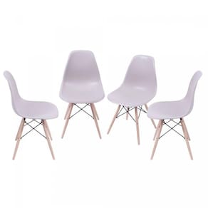 Kit 4 Cadeiras Base Madeira Eames Dkr OR Design Cinza