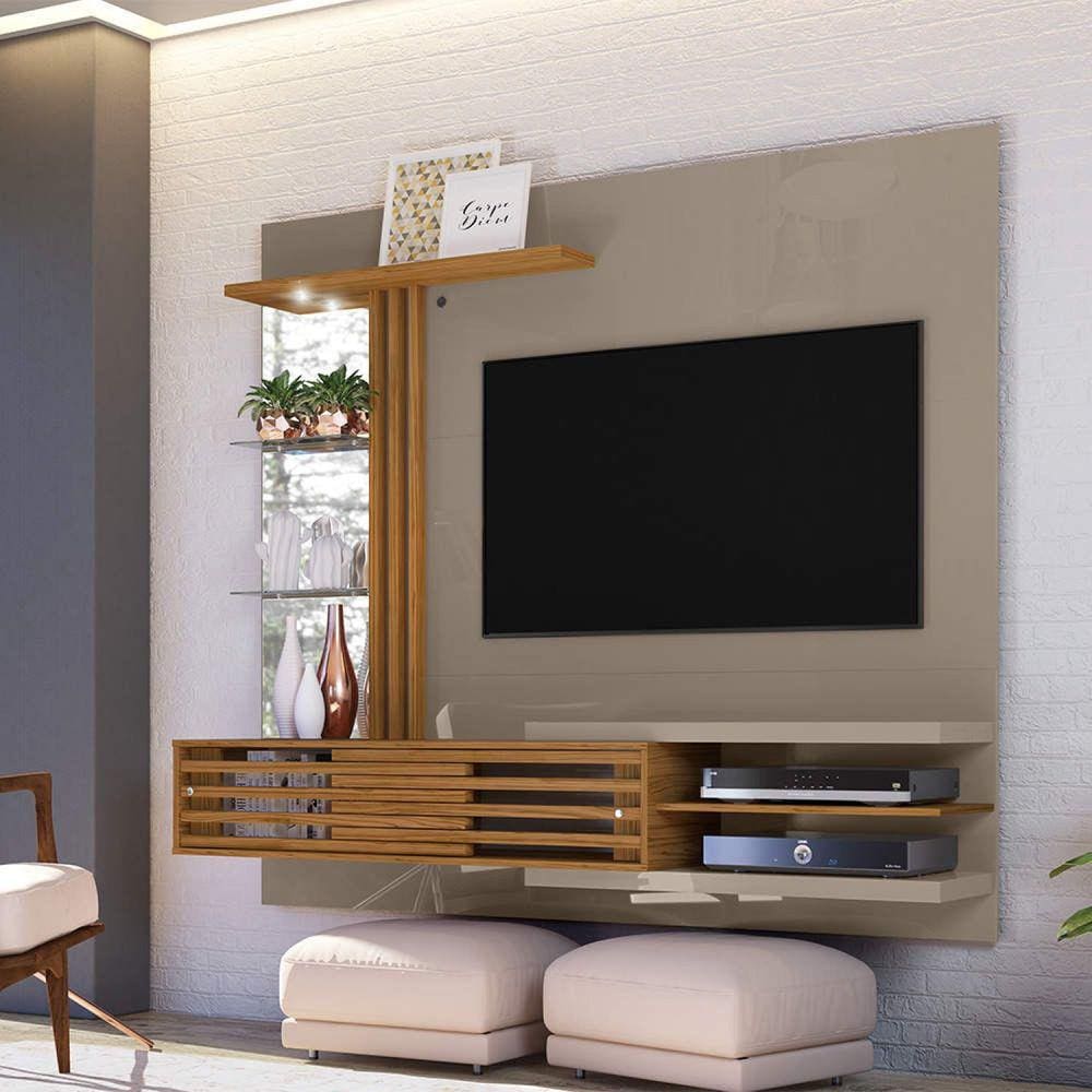Painel para TV até 55 Polegadas 2 Portas Frizz Supreme Madetec Cinza/Naturale