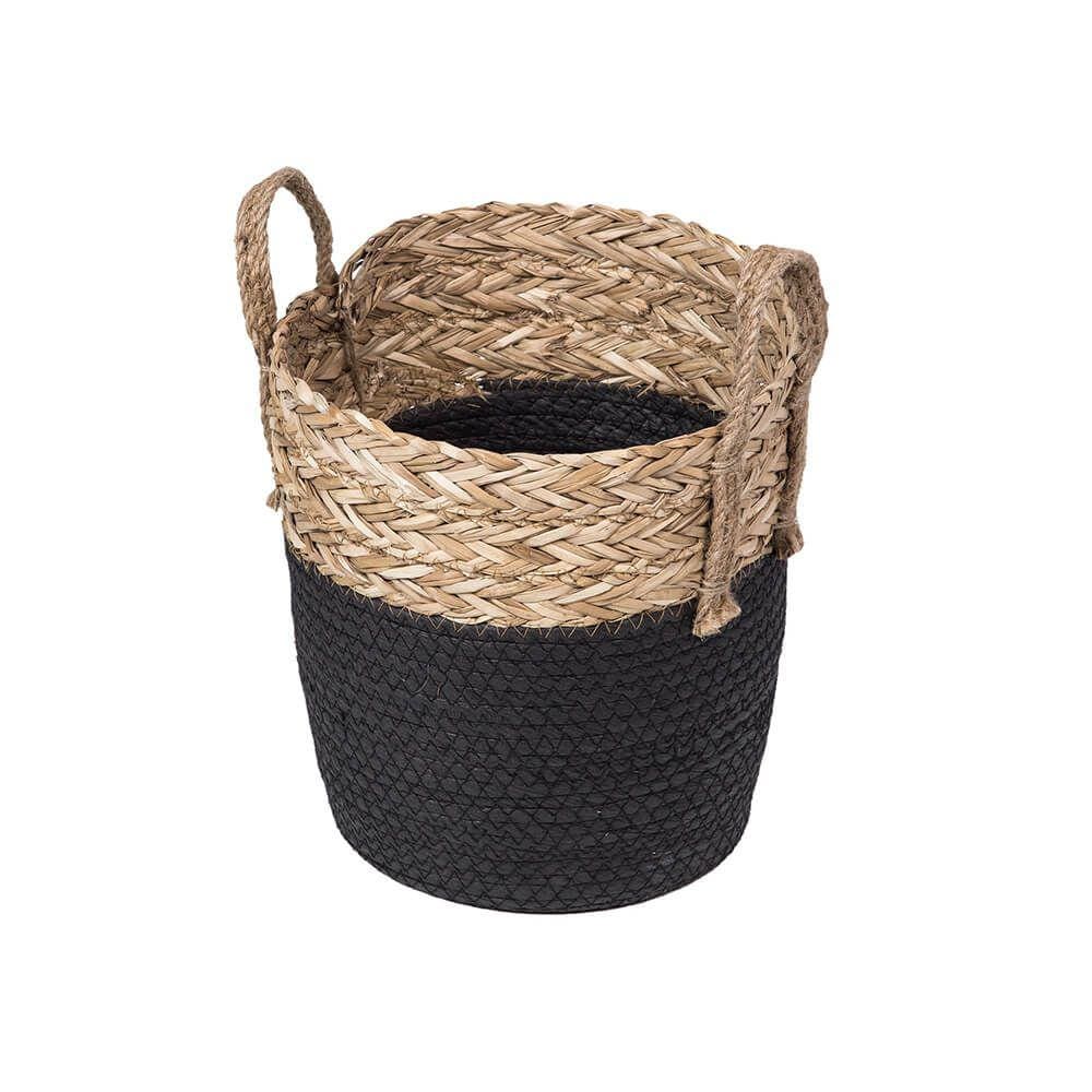 Cesto Oca Ratan com Preto - 34cm