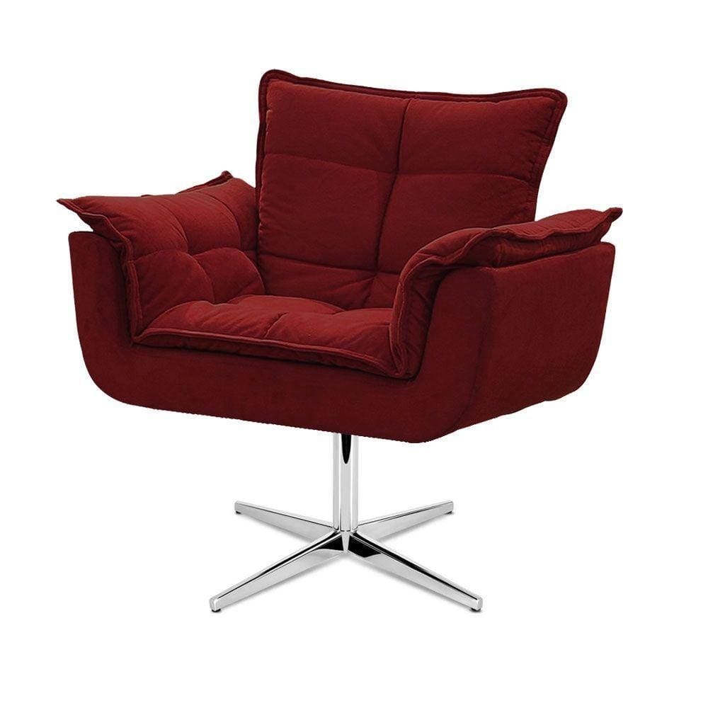 Cadeira Decorativa Opala Vermelho Bordô Base Giratória