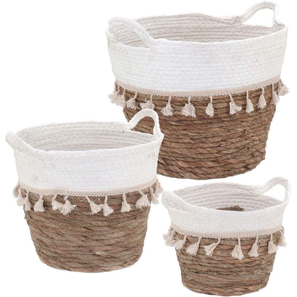 Poneso Cesta Fibra Branco 3Pç