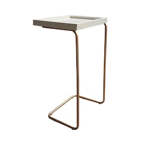 Mesa De Apoio Lateral Para Sofá Ou Cama Branca Cobre