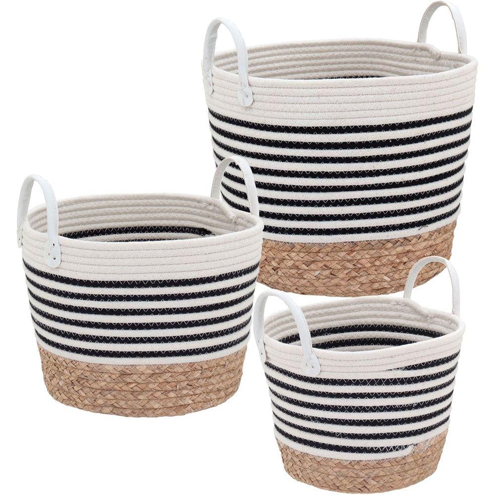 Veredas Cesta Fibra Preto 3Pç