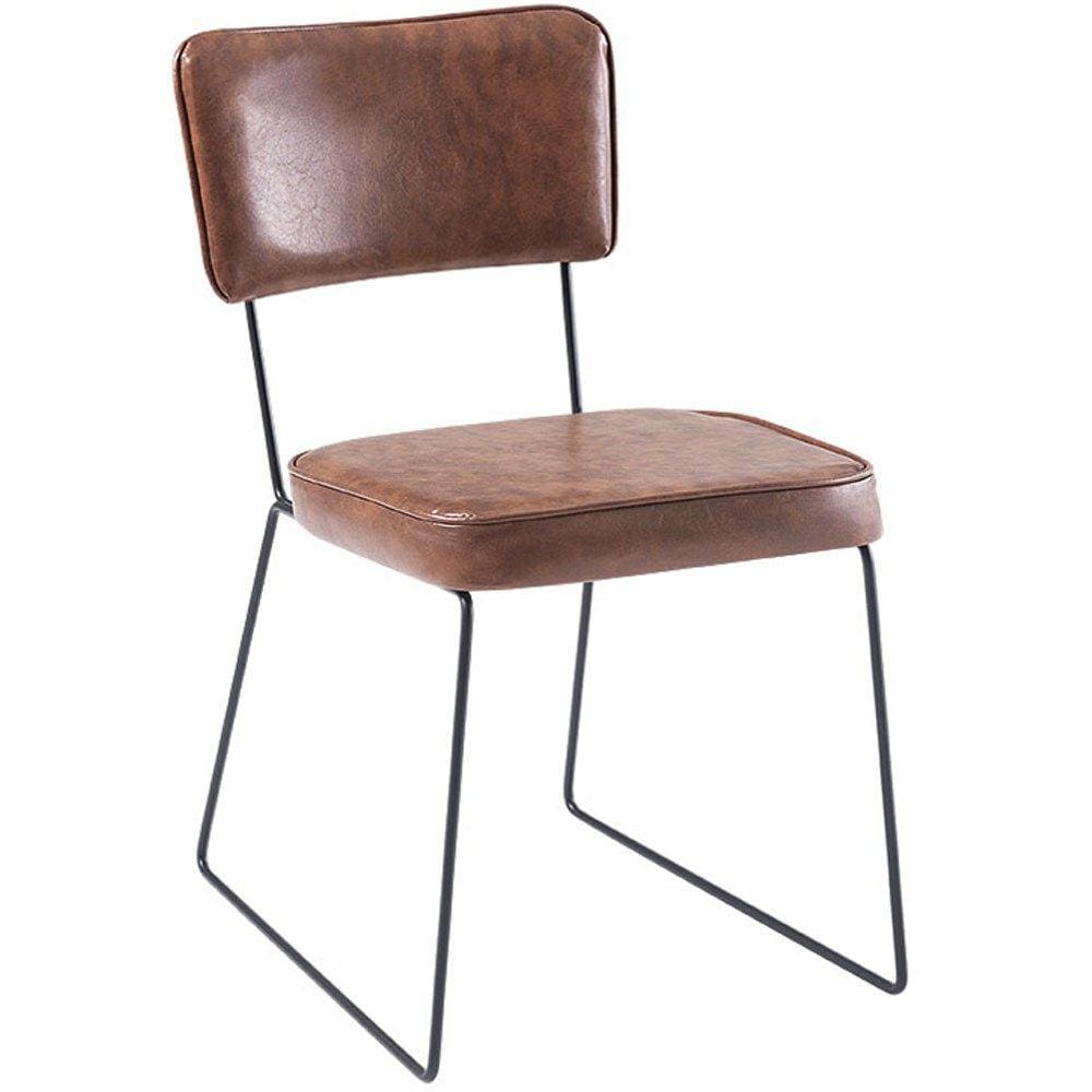 Cadeira Estofada Base Em Aço F53 Corano Caramelo Dmobiliario
