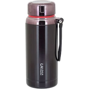 LEHUA GARRAFA TÉRMICA 22x8x8cm 600ml INOX PRETO PAREDE DUPLA