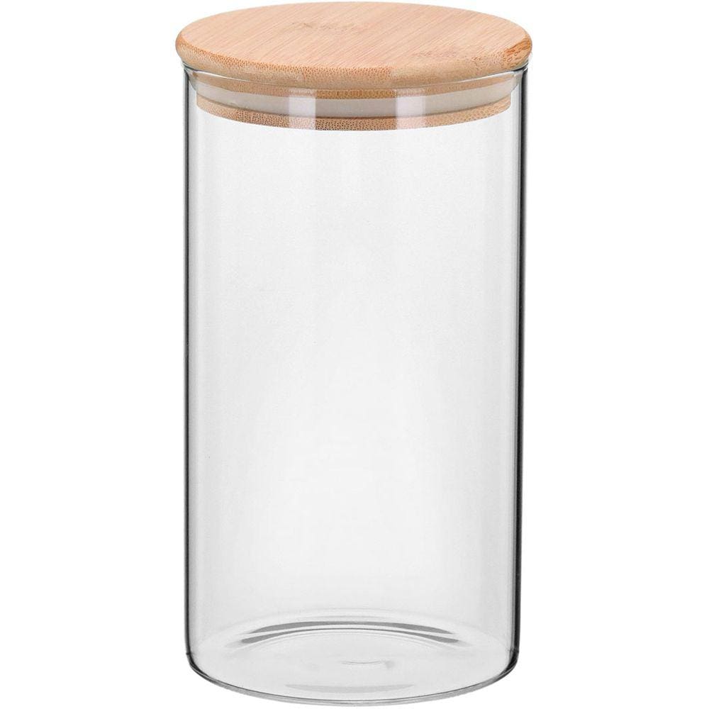 TABLE POTE 18x10x10cm 1,2L BOROSILICATO TRANSP COM TAMPA BAMBU