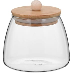 TABLE POTE 10x11x11cm 450ml BOROSILICATO TRANSP TAMPA BAMBU
