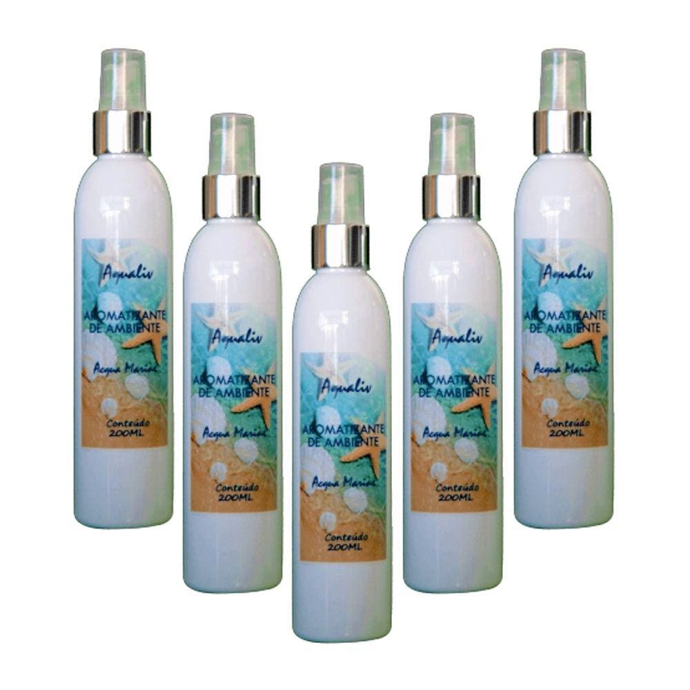 Kit 5 Aromatizador Ambientes Aroma Acqua Marine Frasco 200ml