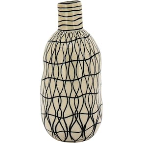 CAICOS GARRAFA DECORATIVA 29x13x13cm CERÂMICA PRETO