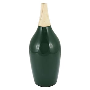 FOGLIO GARRAFA DECORATIVA 35x15x15cm CERÂMICA VERDE