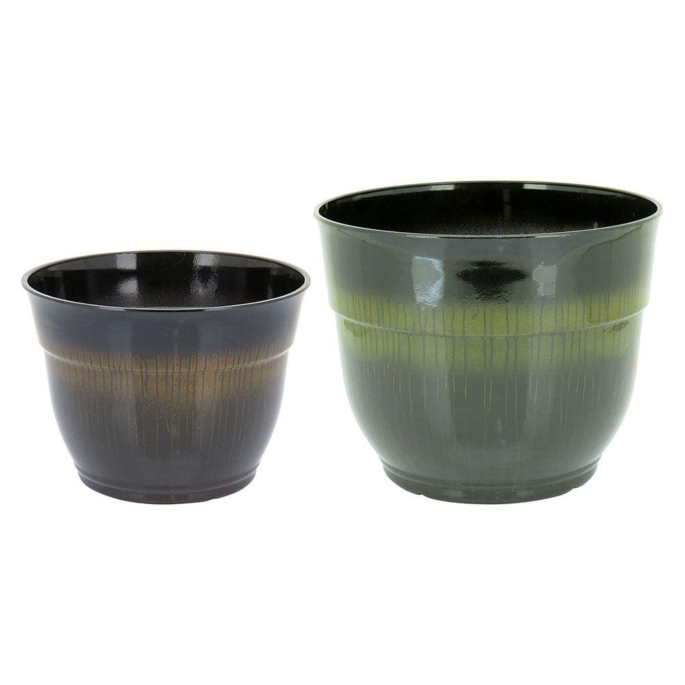 Antique Cachepô Plástico Preto 2Pç