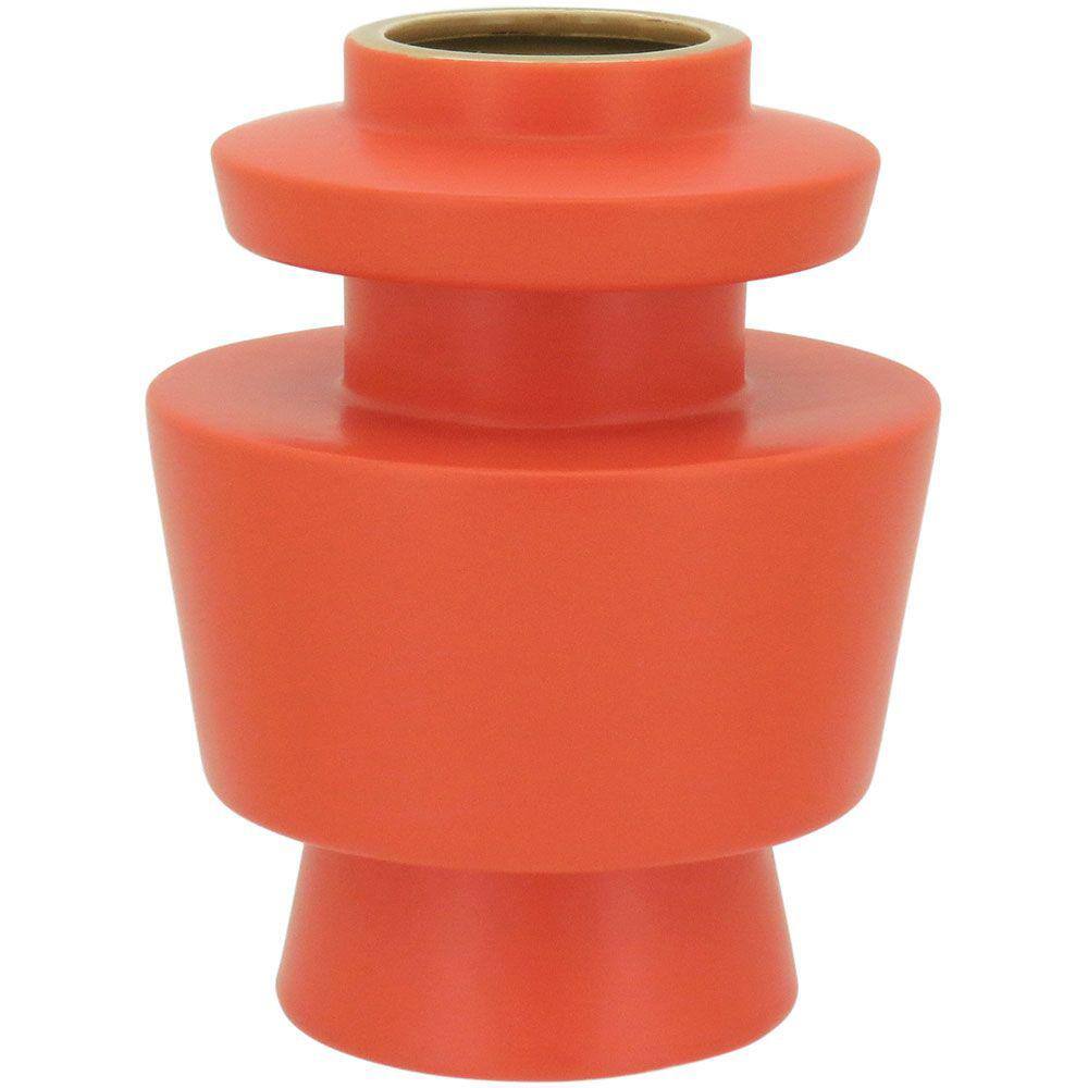 VALVOLA VASO 16x12x12cm CERÂMICA LARANJA