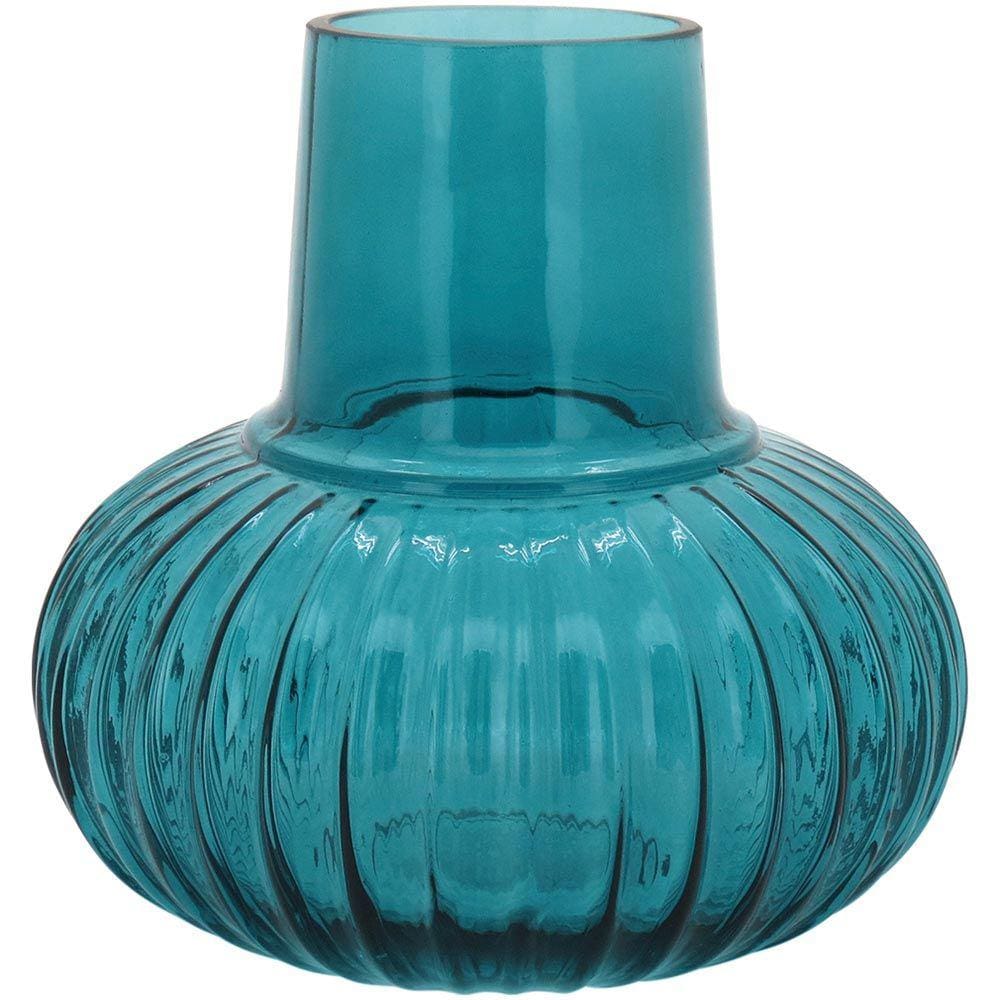 WAVE VASO 18x18x18cm VIDRO AZUL