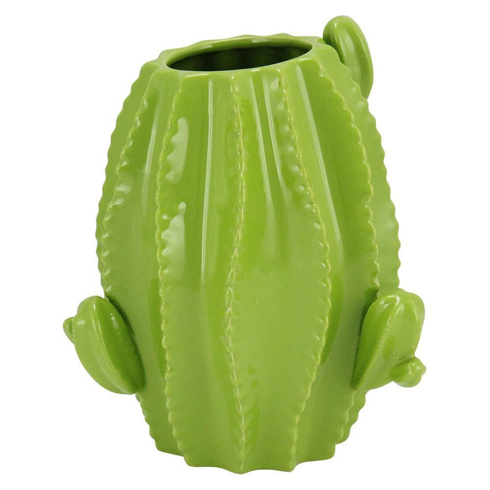 CACTUS VASO 26x22x22cm CERÂMICA VERDE