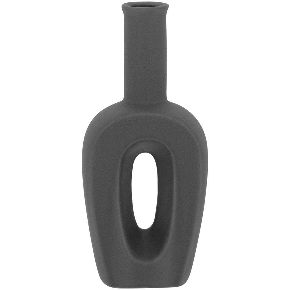 BELLA GARRAFA DECORATIVA 25x11x6cm CERÂMICA CINZA