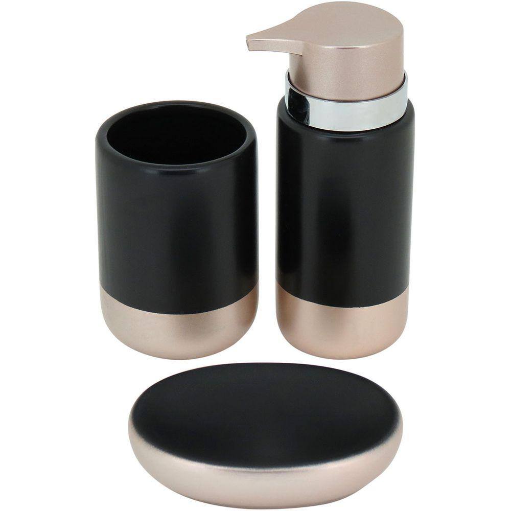 Clássico Jg Banheiro Cerâmica Preto 3Pç