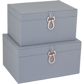 Home&Co Vênus Caixa Organizadora Sintético Azul 2Pç