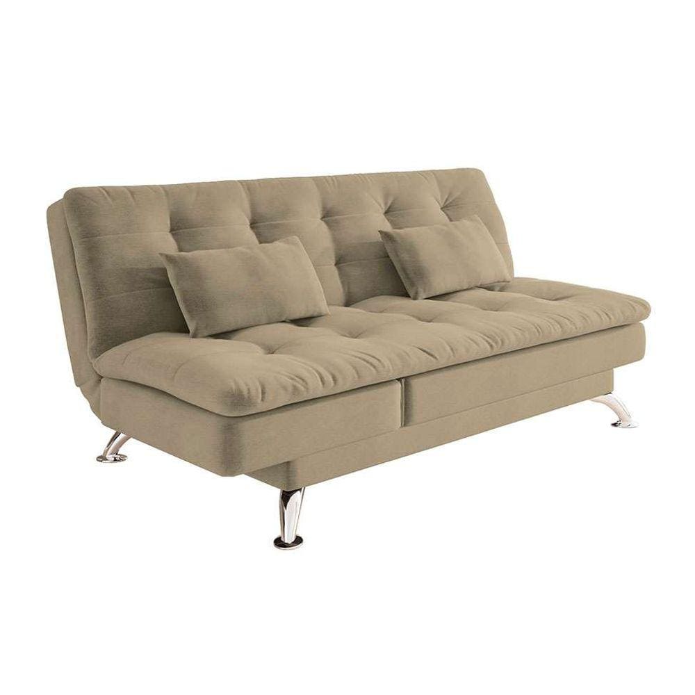 sofá-cama casal 3 lugares amanda suede bege