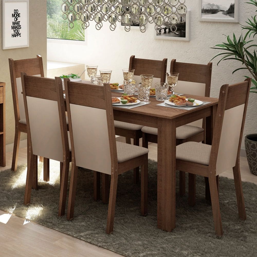 Conjunto Mesa de Jantar com 6 cadeiras - COLUMBIA