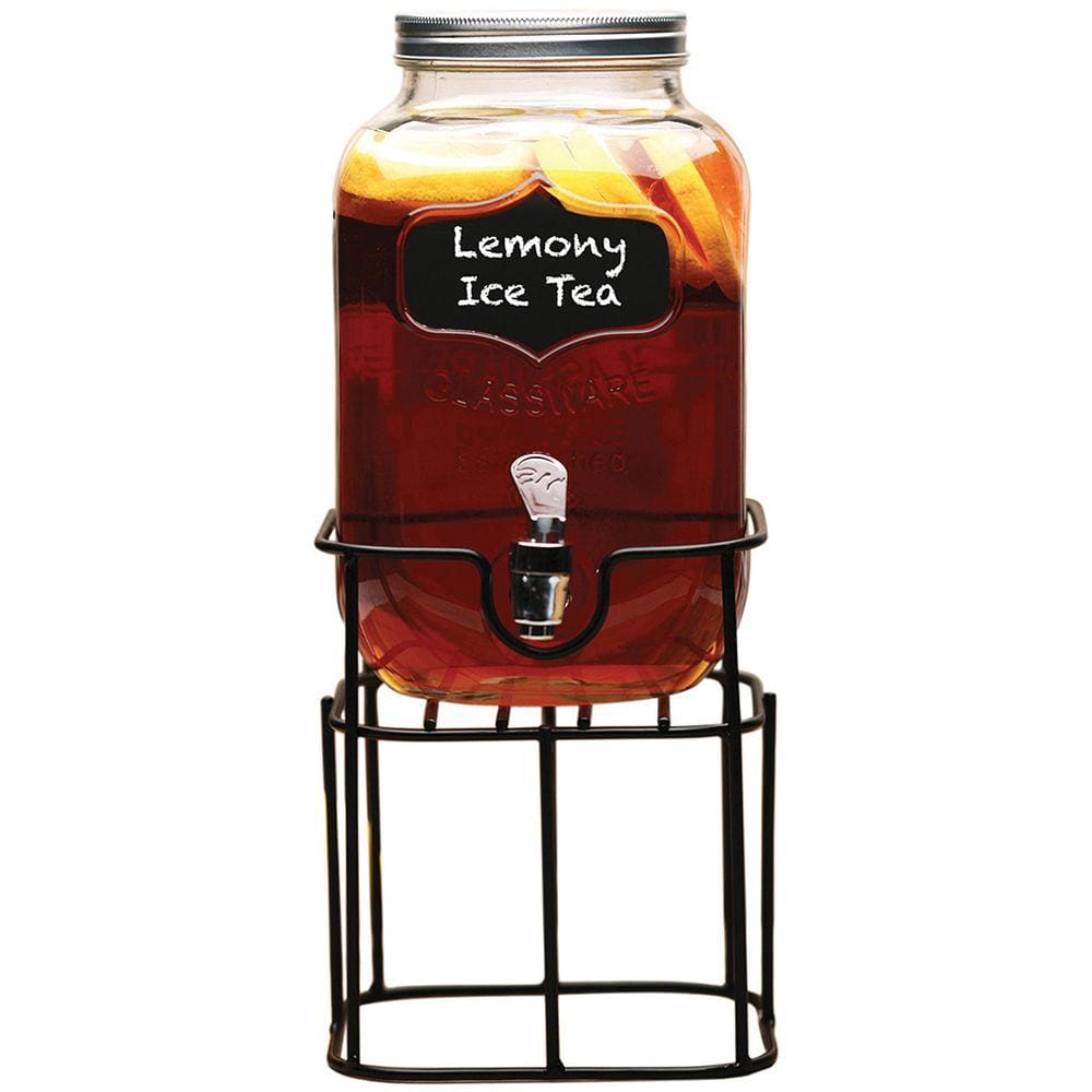 YORKSHIRE REFRESQUEIRA COM SUPORTE 38x15x20cm 3,7L VIDRO TRANSP COM LOUSA