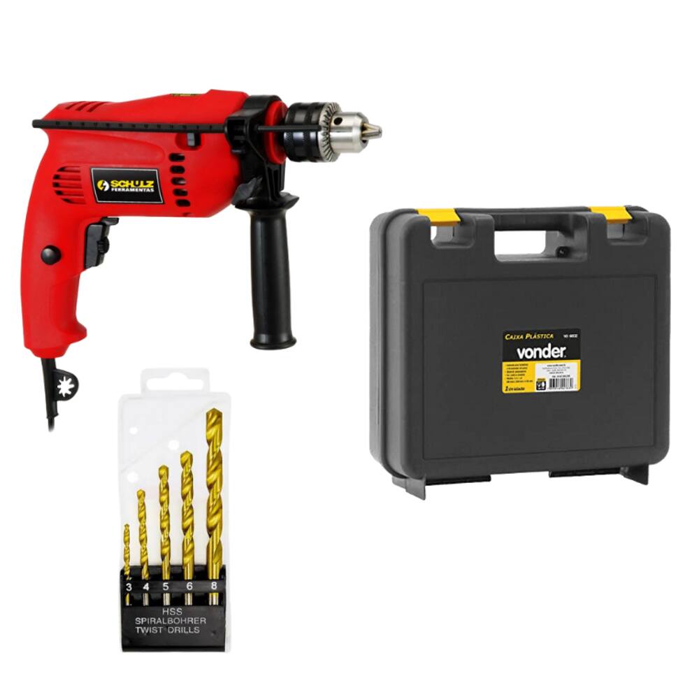 Furadeira De Impacto 1/2 500W Plus Schulz Fi500p Com Maleta - 220V