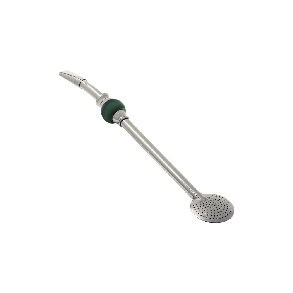 Bomba de Chimarrão Tramontina Ilex em Aço Inox com Rosca e Pedra Ágata Verde 25 cm Tramontina