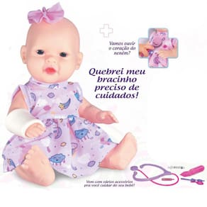 Boneca com Acessórios - 32 cm - Tekinha - Gessinho - Sid-Nyl