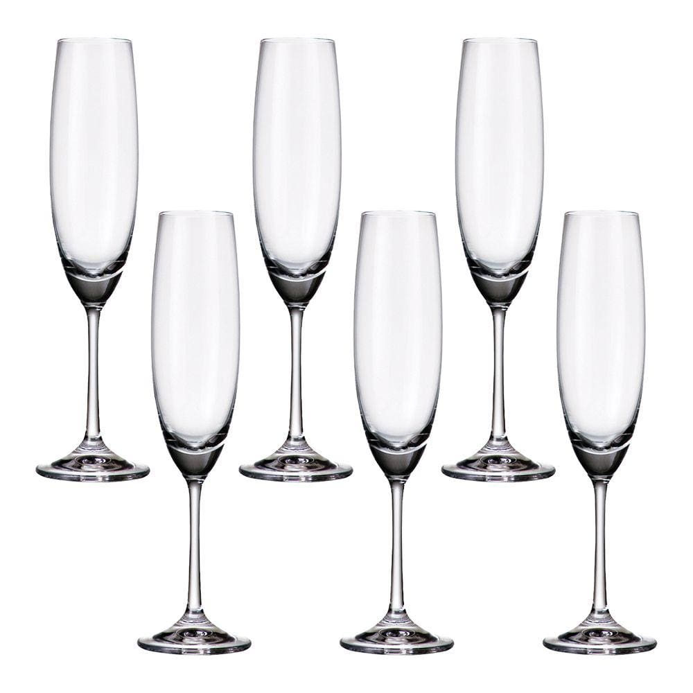Jogo com 6 Taças De Cristal Para Champagne 250 ml Linha Milvus Bohemia
