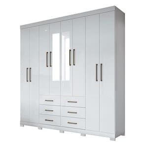 Guarda Roupa Casal Com Espelho 8 Portas 6 Gavetas Liverpool 8.6 New Branco - Santos Andirá