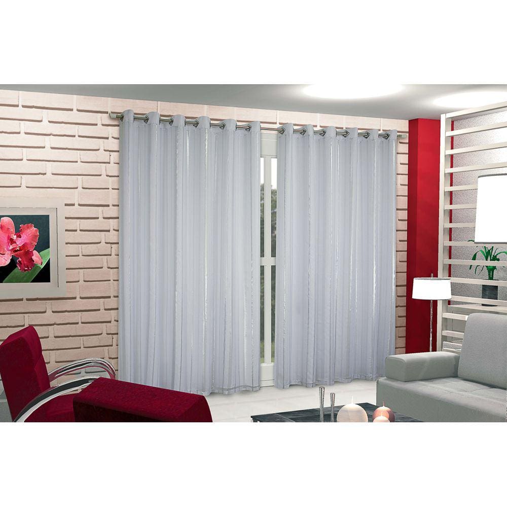 Cortina Yara Tecido Rústico Com Voil 2,7m X 4m Campari