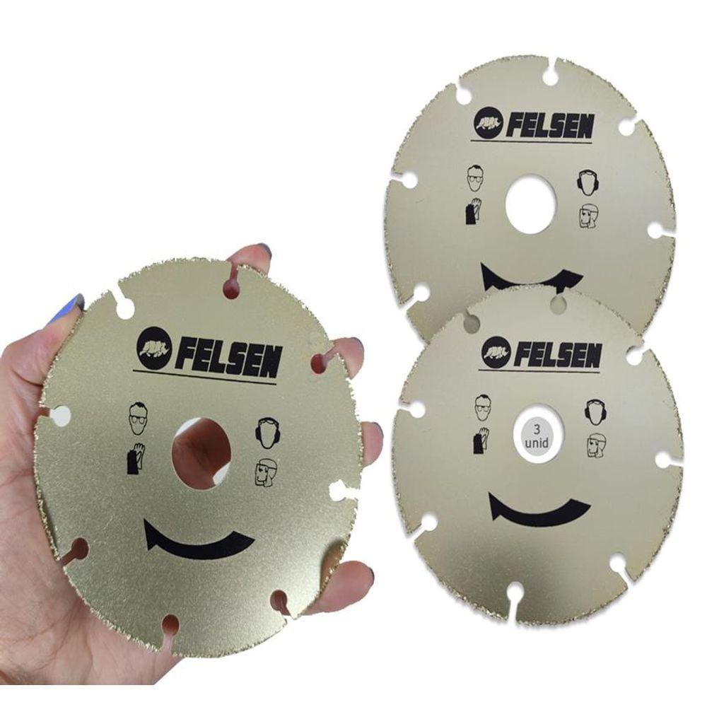 Kit 3 Discos para Madeira Tungstênio Serra Mármore 110mm Corte Preciso com Segurança Felsen