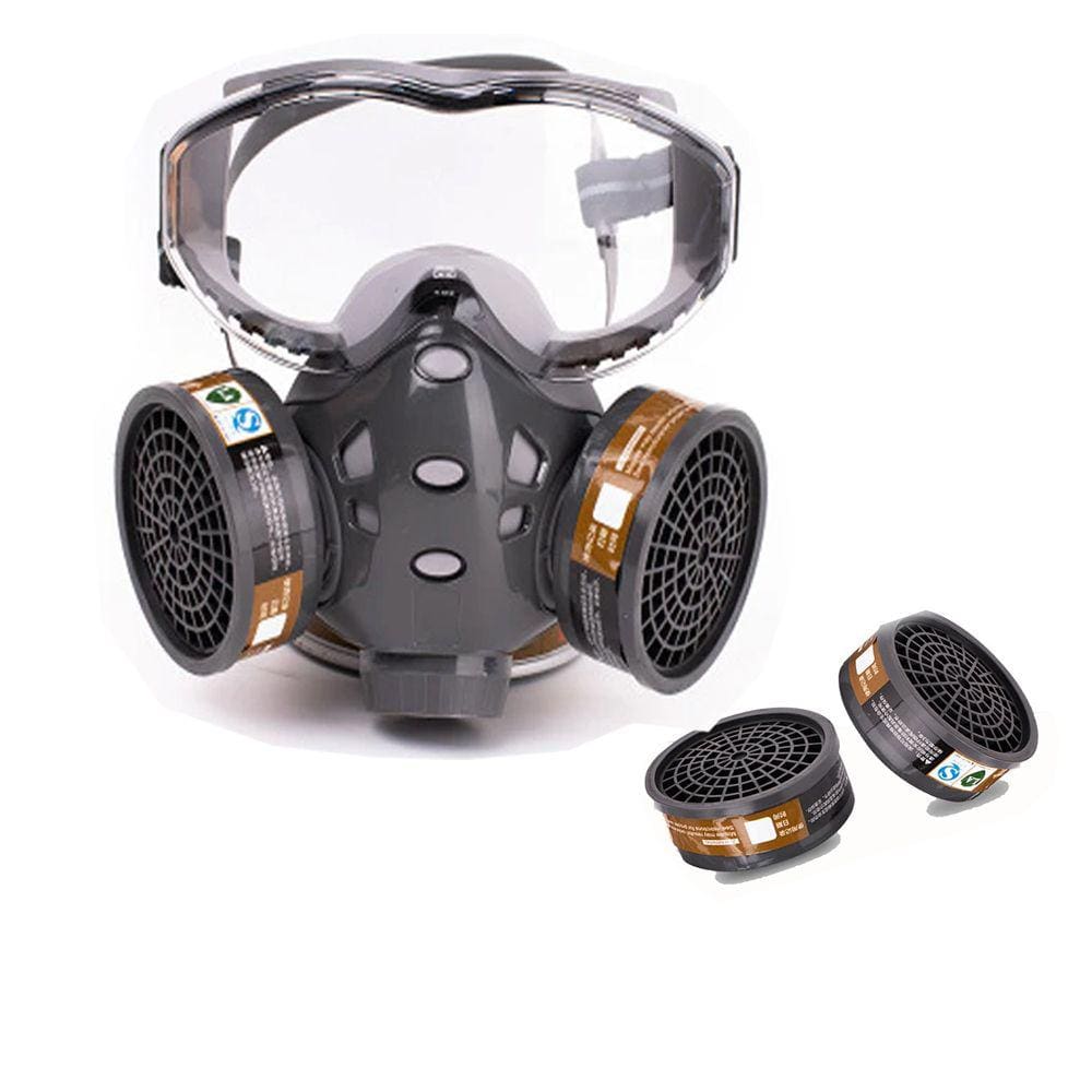 Máscara Facial C/ 4 Filtro Gás Pintura Pulverizar, Bactéria