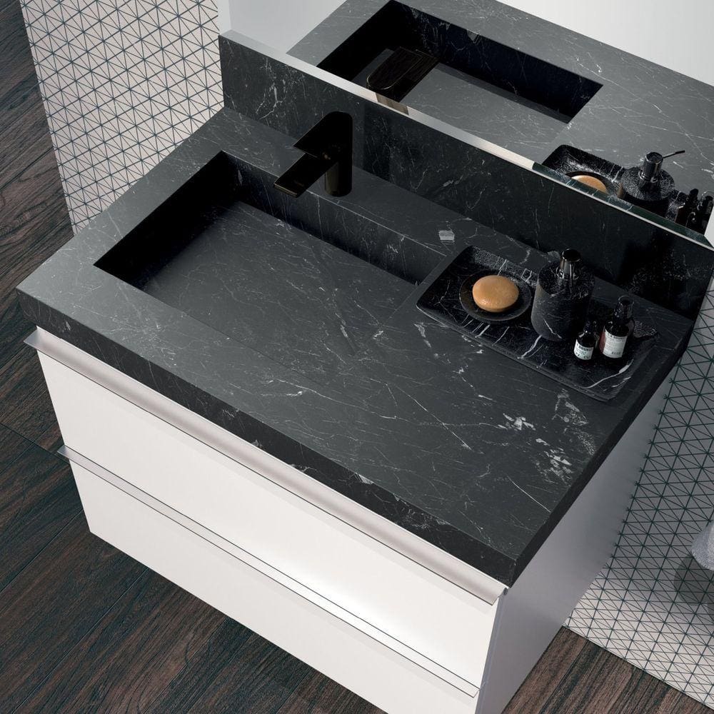 Lavatório para Banheiro em Porcelanato 80cm Com Cuba Esculpida Blu Lavatórios Black