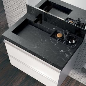 Lavatório para Banheiro em Porcelanato 80cm Com Cuba Esculpida Blu Lavatórios Black