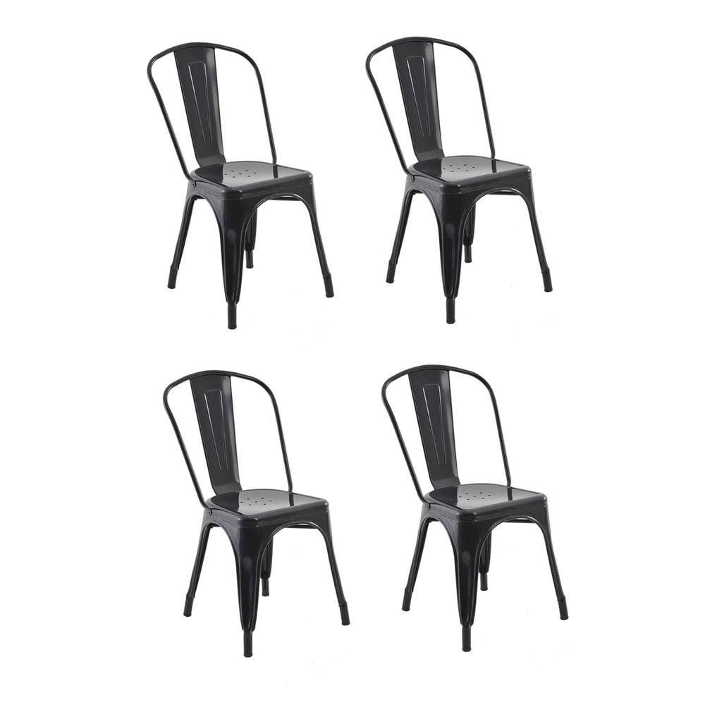 Conjunto 4 Cadeiras Aço Iron Industrial Rivatti Móveis Preto