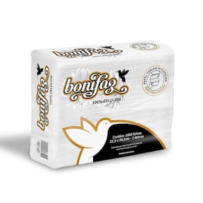Papel Interfolha 100% celulose 22,5 x 20,5 2 dobras Bonifaz c/ 1.000 folhas