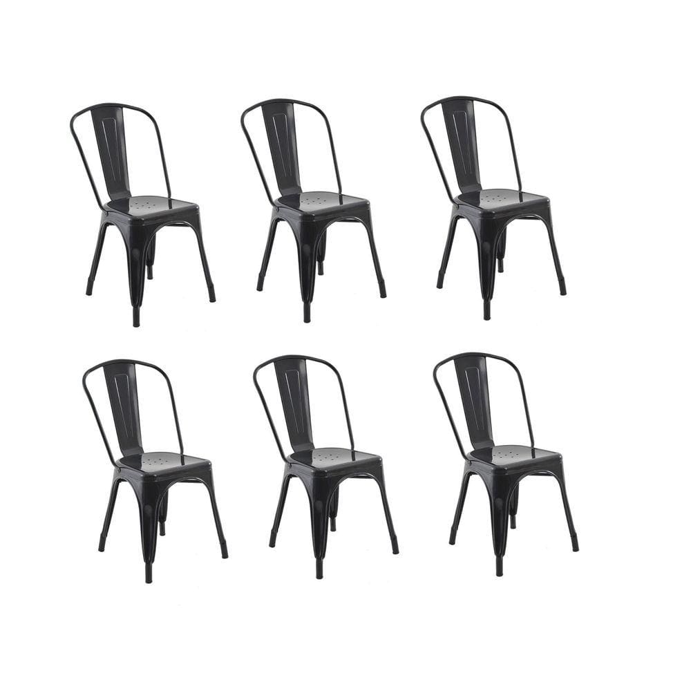 Conjunto 6 Cadeiras Aço Iron Industrial Rivatti Móveis Preto