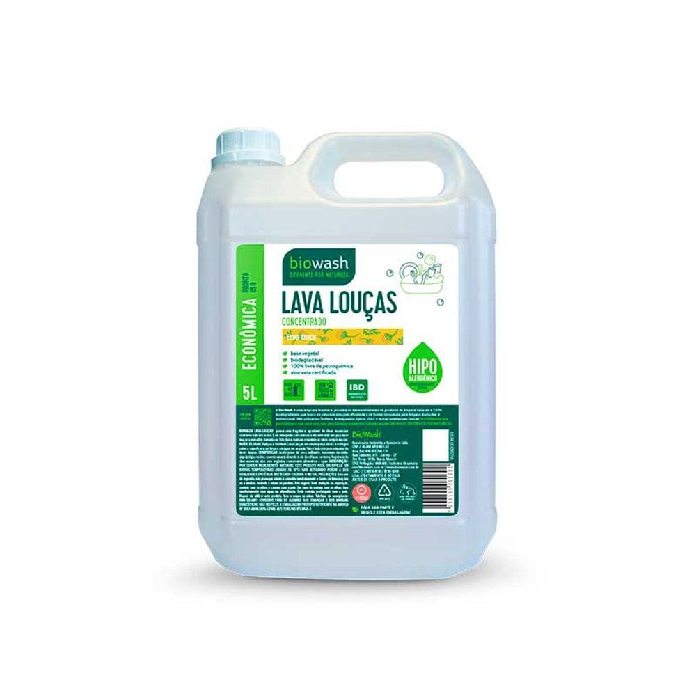 Detergente Lava Louças Erva Doce Biodegradável Biowash 5L