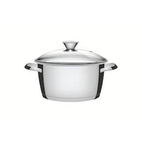 Caçarola Funda Tramontina Allegra em Aço Inox com Fundo Triplo e Tampa de Vidro 22 cm 4,2 L Tramontina