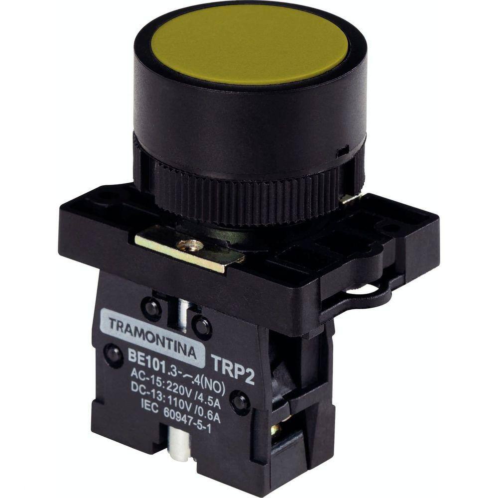 Botão de Impulso Tramontina TRP2-EA51 1NA Amarelo com Base de Plástico Tramontina