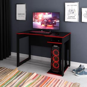 Mesa Gamer Escrivaninha 105cm Tecno Mobili Preto/Vermelho