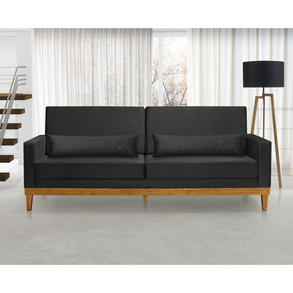 Sofá Living 3 Lugares Julie 180cm Nabas Estofados Preto